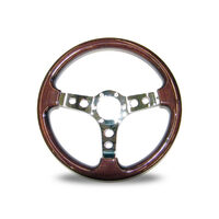 Autotecnica Dino Woodgrain Polished Spoke Steering Wheel 350mm 22-211CT
