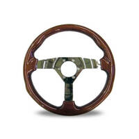 Autotecnica Raceway Woodgrain Polished Spoke Steering Wheel 350mm 22-500C