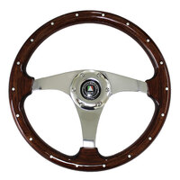 Autotecnica Bullit Woodgrain with Polished Spokes Steering Wheel 360mm 22-930