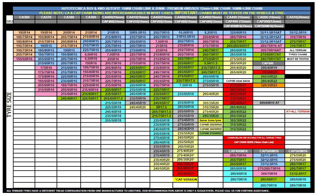 Autotecnica Snow Chains Autofit (4X4/SUV) CA490 CA490