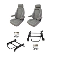 Autotecnica Toyota Landcruiser 100 Series 1998-2007 Grey Leather Adventurer S4 Seat & Rails Combo