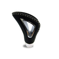 New Generation Black Leather With White Stitching Gear Knob