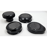 Alloy Billet Caps Suits  FORD MUSTANG 2015-2018 CAPS OIL,W/SCREEN,RESERVOIR, BRAKE MASTER BILLET CARBON SHADOW COMBINATION
