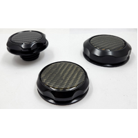 Alloy Billet Caps Suits BA/F/G V8 SET 3 OIL,COOLANT,POWER STEERING SHADOW CARBON COMBINATION