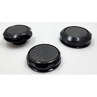 Alloy Billet Caps Suits BA/F/G 6CYL SET OF 3 OIL ,COOLANT, POWER STEERING SHADOW CARBON COMBINATION