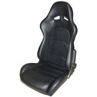 SS33 SPORTS SEAT PU LEATHER BLK ONE PAIR